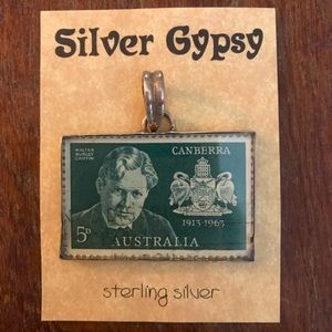 Sterling Silver Australia Stamp Pendant for Necklace. NWT